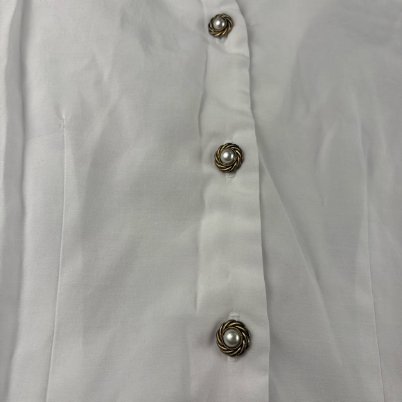 Jayelle Feminine Elegant White Button-Up Women's Top Cottagecore Poofy Sleeves M - Picture 4 of 9